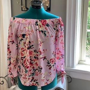 Express romantic floral off the shoulder top